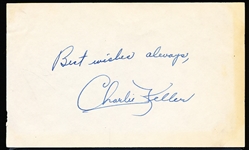 Autographed Charlie Keller MLB Index Card