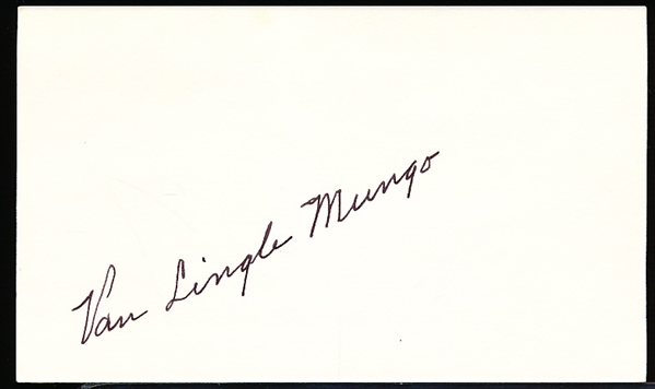 Autographed Van Lingle Mungo MLB Index Card