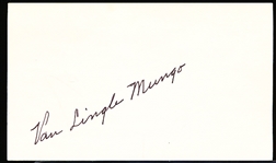 Autographed Van Lingle Mungo MLB Index Card