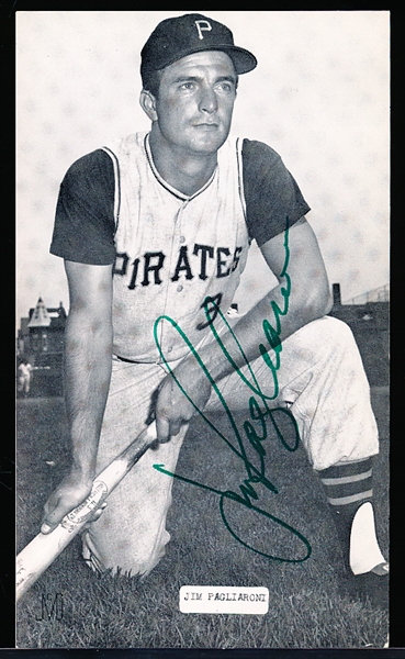 Autographed Jim Pagliaroni Pittsburgh Pirates MLB J. D. McCarthy B/W Bsbl. Postcard
