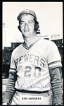 Autographed Ken Sanders Milwaukee Brewers MLB J. D. McCarthy B/W Bsbl. Postcard