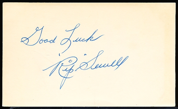 Autographed Rip Sewell MLB Index Card