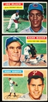 1956 Topps Baseball- 3 Diff Gray Backs