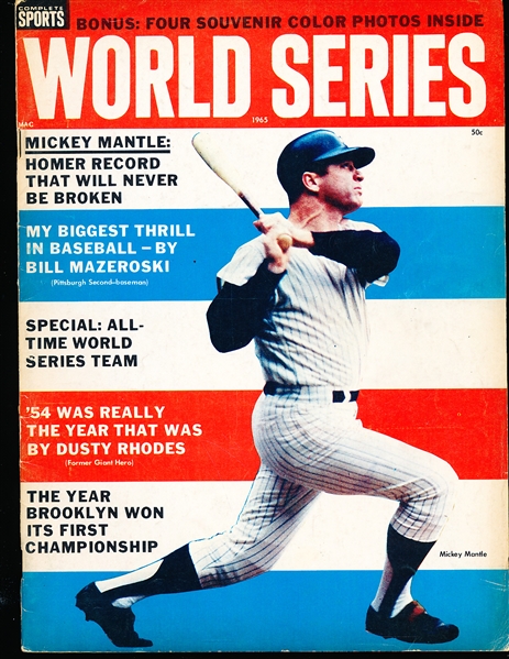 1965 Complete Sports World Series Magazine- Mickey Mantle Cover