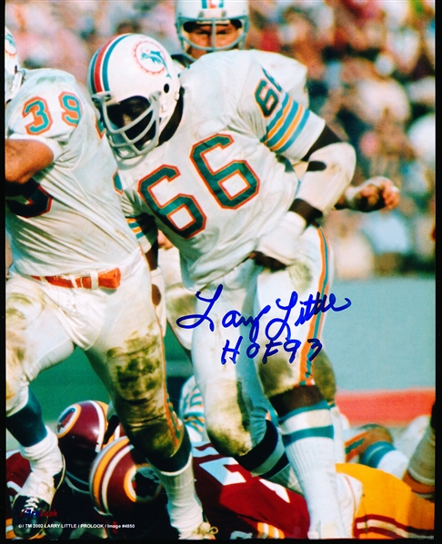 Autographed Larry Little Miami Dolphins NFL Color 8” x 10” Game Action Photo