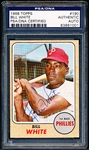 Autographed 1968 Topps Baseball- #190 Bill White, Phillies- PSA/DNA Certified & Encapsulated