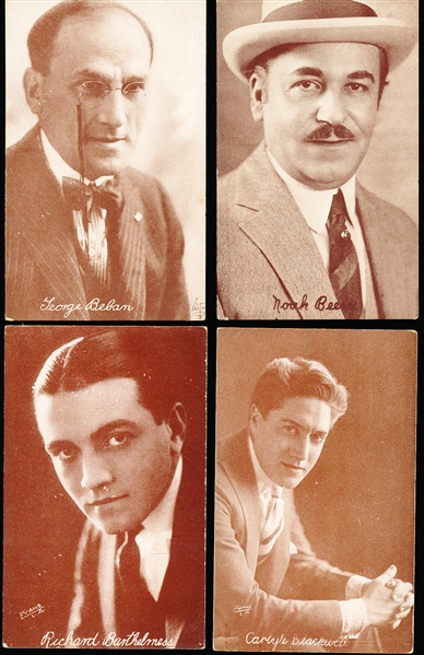 1920’s Silent Film Actors Exhibit Cards- with Postcard Backs and Names in Cursive Writing- 4 Diff