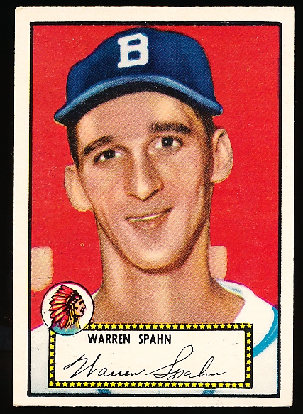 1952 Topps Baseball- #33 Warren Spahn, Braves- Black Back