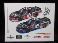 Autographed 2001 Kevin Harvick RCR NASCAR Sponsorship Color 8 ½” x 11” Handout