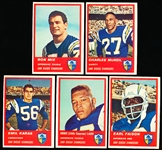 1963 Fleer Football- 5 Diff San Diego Chargers