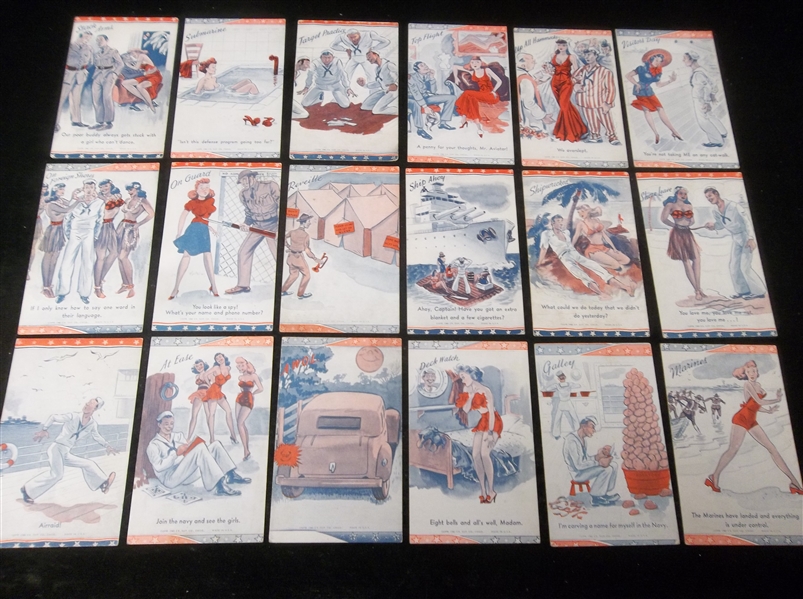 1941 Exhibit Supply Co. “Military Comics” Postcard Backed Exhibit/Arcade Cards- 18 Diff.