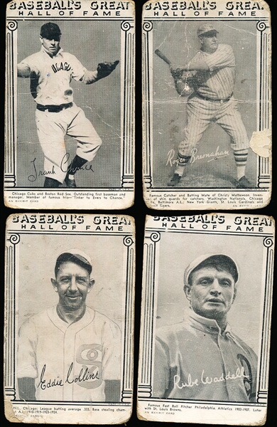 1948 Hall of Fame Baseball Greats Exhibit Cards- 9 Diff