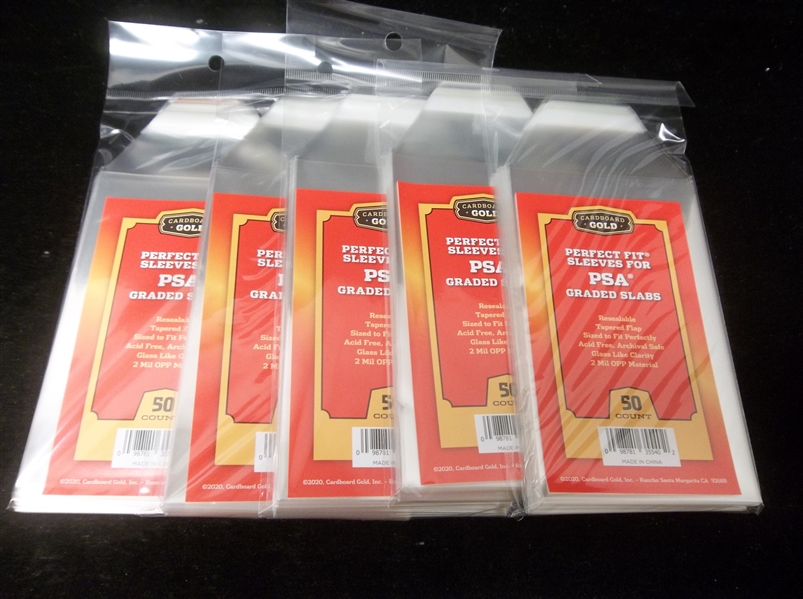 Cardboard Gold Perfect Fit Resealable Sleeves for PSA Graded Slabs- 5 Unopened Packs