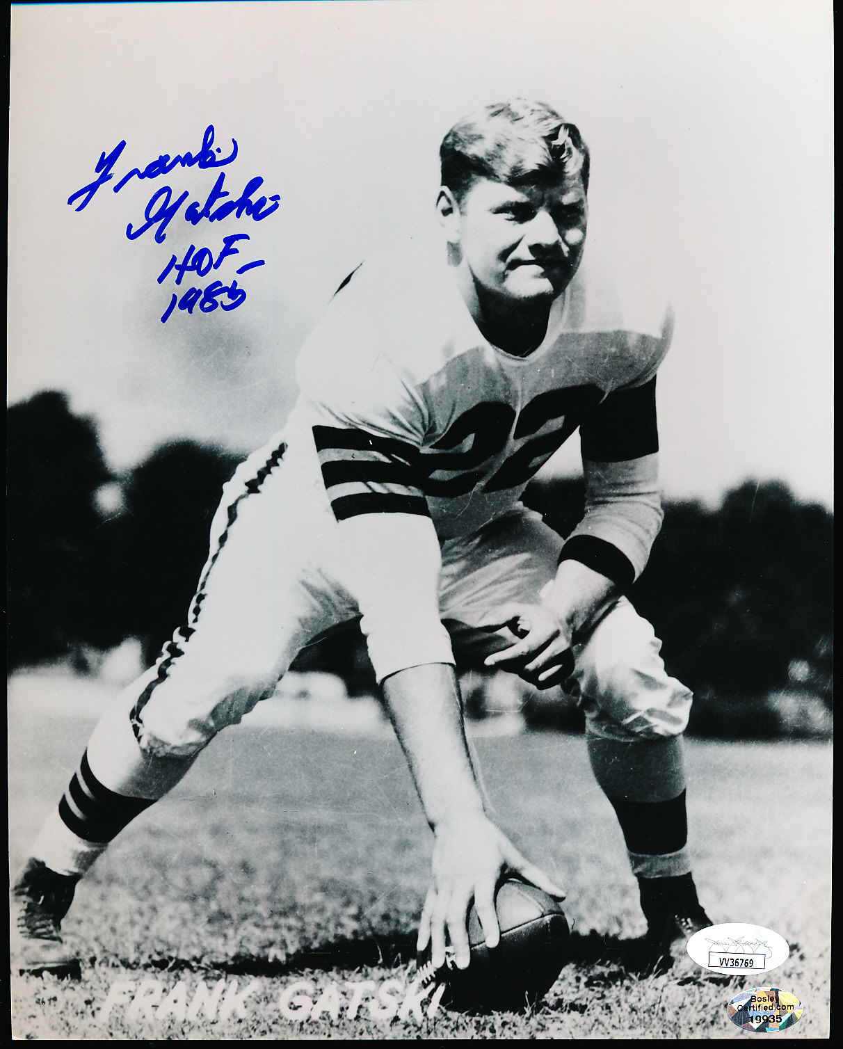 Lot Detail - Autographed And Inscribed Frank Gatski Cleveland Browns ...