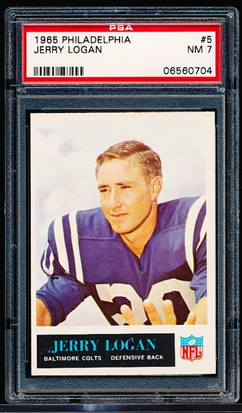 1965 Philly Football- #5 Jerry Logan, Colts- PSA NM 7