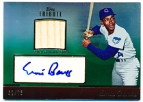2011 Topps Tribute Baseball- Topps Autograph Relic- #TAR EB Ernie Banks- #62/75- Game Used Bat Card with Certified Autograph