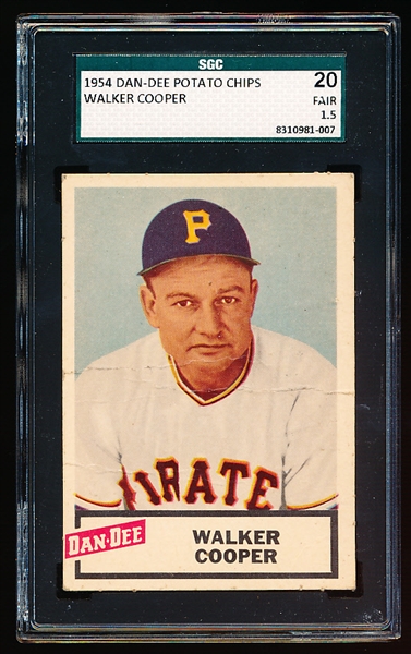 1954 Dan Dee Potato Chips Bb- Walker Cooper, Pirates- SP- SGC 20 (Fair 1.5)