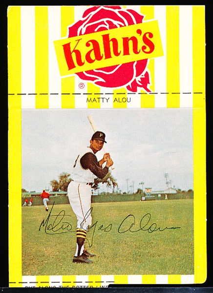 1967 Kahn’s Baseball with Tab- Matty Alou, Pirates