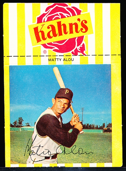1968 Kahn’s Baseball with Tab- Matty Alou, Pirates
