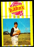 1968 Kahn’s Baseball- Card with Tab- Bob Veale, Pirates-Large Size-Yellow & White stripes- (Hands at Chest)