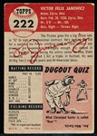 1953 Topps Bb- #222 Vic Janowicz, Pirates- Hi#