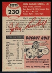 1953 Topps Bb- #230 John Lindell, Pirates- Hi#