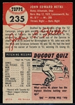 1953 Topps Bb- #235 John Hetki, Pirates- Hi#