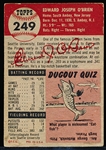 1953 Topps Bb- #249 Ed O’Brien, Pirates- Hi#