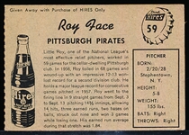 1958 Hires Baseball- No Tab- #59 Roy Face, Pirates
