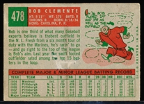 1959 Topps Bb- #478 Bob Clemente, Pirates