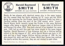 1960 Leaf Bb- #94 Baseball’s Two Hal Smiths