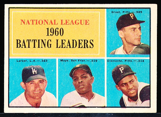 1961 Topps Bb- #41 Leaders – Mays/ Clemente/ Groat/ Larker