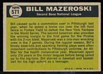 1961 Topps Bb- #571 Bill Mazeroski AS- Hi#