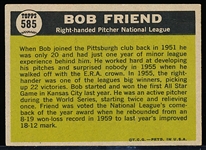 1961 Topps Bb- #585 Bob Friend AS- Hi#