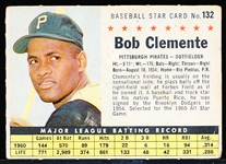 1962 Post Cereal Bb- #132 Bob Clemente, Pirates- Company Version