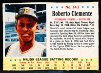 1963 Post Cereal Bb- #143 Roberto Clemente, Pirates