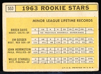 1963 Topps Bb- #553 Willie Stargell, Pirates- Hi#