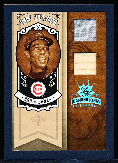 2005 Diamond King Bb- “HOF Heroes Materials Framed Black Platinum”- #HH-81 Ernie Banks, Cubs- 1 of 1!