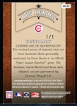2005 Diamond King Bb- “HOF Heroes Materials Framed Black Platinum”- #HH-81 Ernie Banks, Cubs- 1 of 1!