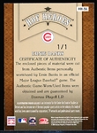 2005 Diamond King Bb- “HOF Heroes Materials Framed Red Platinum”- #HH-56 Ernie Banks, Cubs- 1 of 1! 