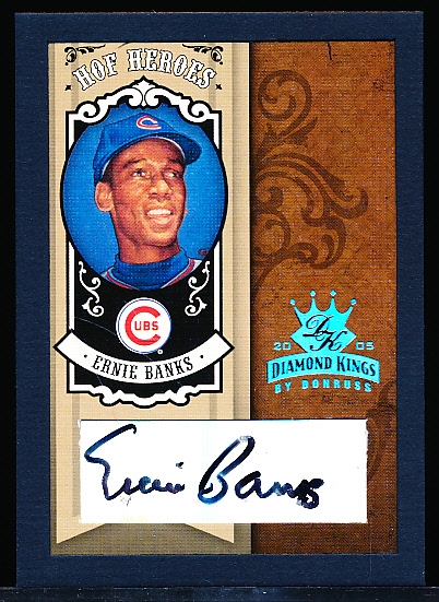 2005 Diamond King Bb- “HOF Heroes Signature Framed Black Platinum”- #HH-56 Ernie Banks, Cubs- 1 of 1! 