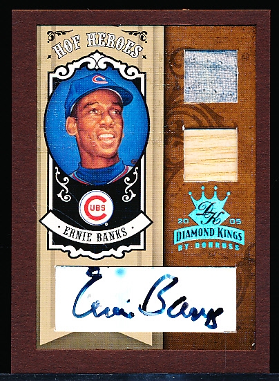 2005 Diamond King Bb- “HOF Heroes Materials Signature Framed Red Platinum”- #HH-56 Ernie Banks, Cubs- 1 of 1! 