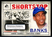 2008 SP Legendary Cuts Bb- “Memorable Moments” 1 of 1- #158 Ernie Banks, Cubs (In 1958, Banks led the N.L…)