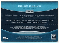 2010 Topps Triple Threads Bb- “Autograph Relics Sapphire”- #TTAR-252 Ernie Banks, Cubs- #1/3 Made!