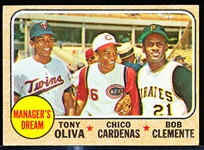 1968 Topps Bb- #480 Manager’s Dream- Oliva/ Cardenas/ Clemente