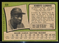 1971 Topps Bb- #630 Roberto Clemente, Pirates