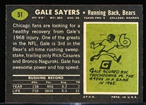1969 Topps Fb- #51 Gale Sayers, Bears