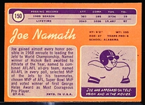 1970 Topps Fb- #150 Joe Namath, Jets