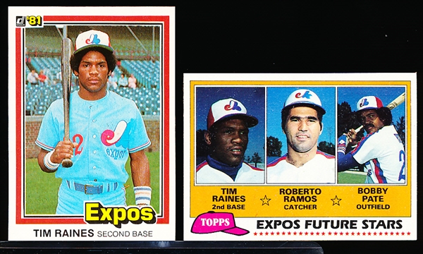 1981 Tim Raines Bsbl.- 2 Diff. Rookie Cards