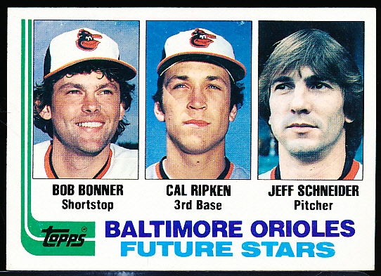 1982 Topps Bsbl. #21 B. Bonner/ Cal Ripken, Jr. RC/ J. Schneider